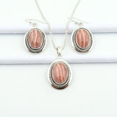 925 Sterling Silber RHODOCHROSIT Schmuckset in Premiumqualität | Must-Have Geschenkidee